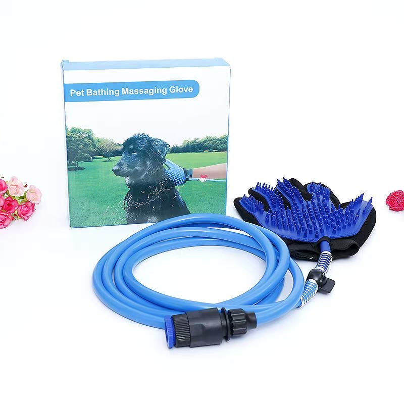 🛁 Pet Bathing Glove with Hose – Easy & Fun Cleaning!