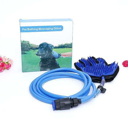 🛁 Pet Bathing Glove with Hose – Easy & Fun Cleaning!