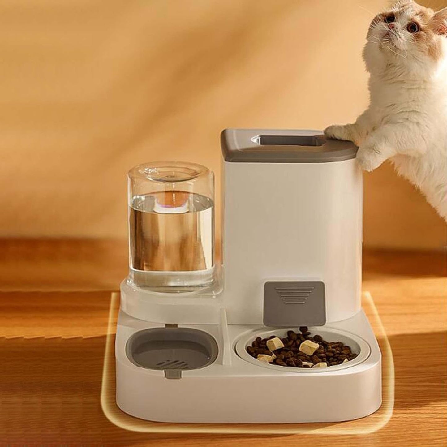 🐾 2-in-1 automatic food and water dispenser – Automatic care, all-in-one flair! 🍗💧