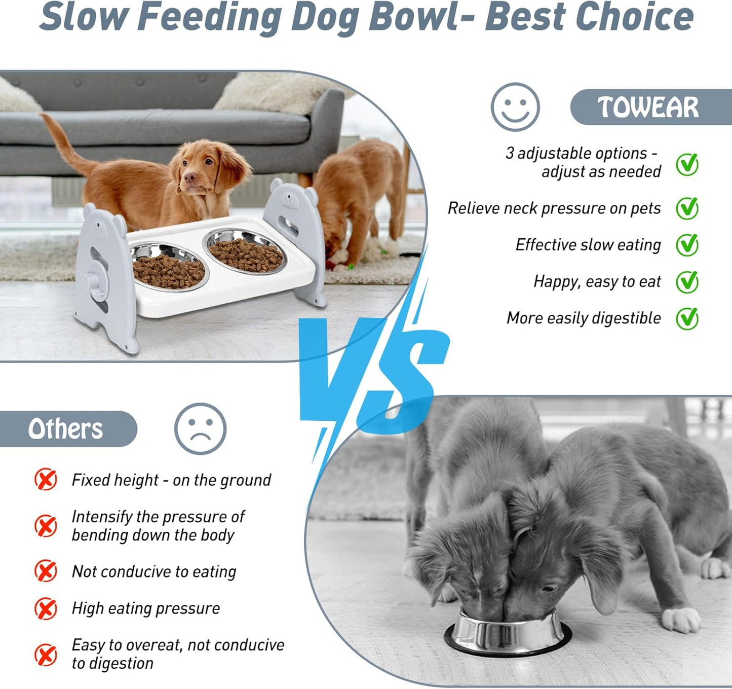 🍽️ Adjustable dog bowl- Meals at their level! 🐶🦴