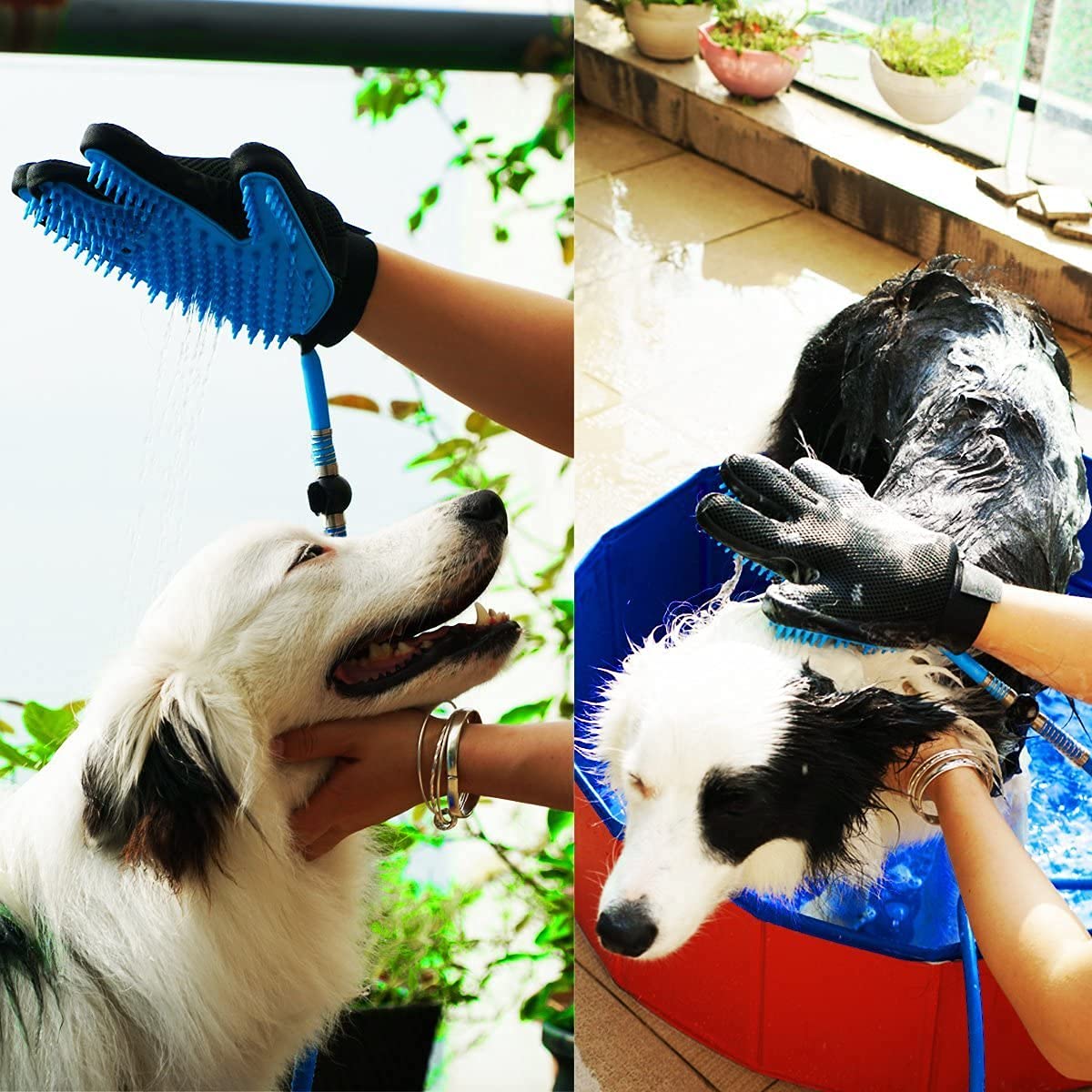 🛁 Pet Bathing Glove with Hose – Easy & Fun Cleaning!