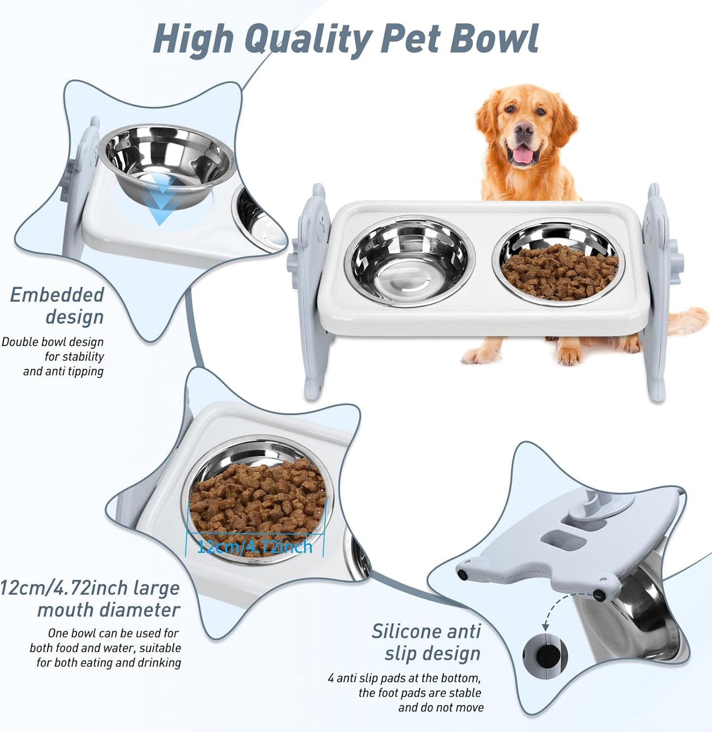 🍽️ Adjustable dog bowl- Meals at their level! 🐶🦴