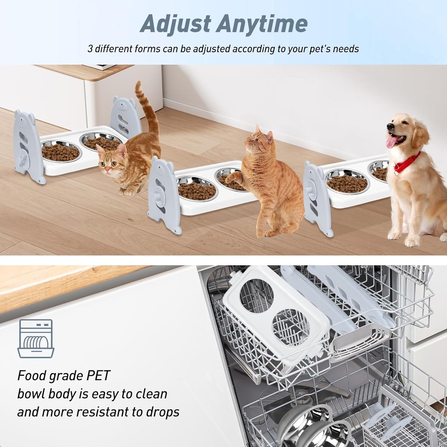 🍽️ Adjustable dog bowl- Meals at their level! 🐶🦴