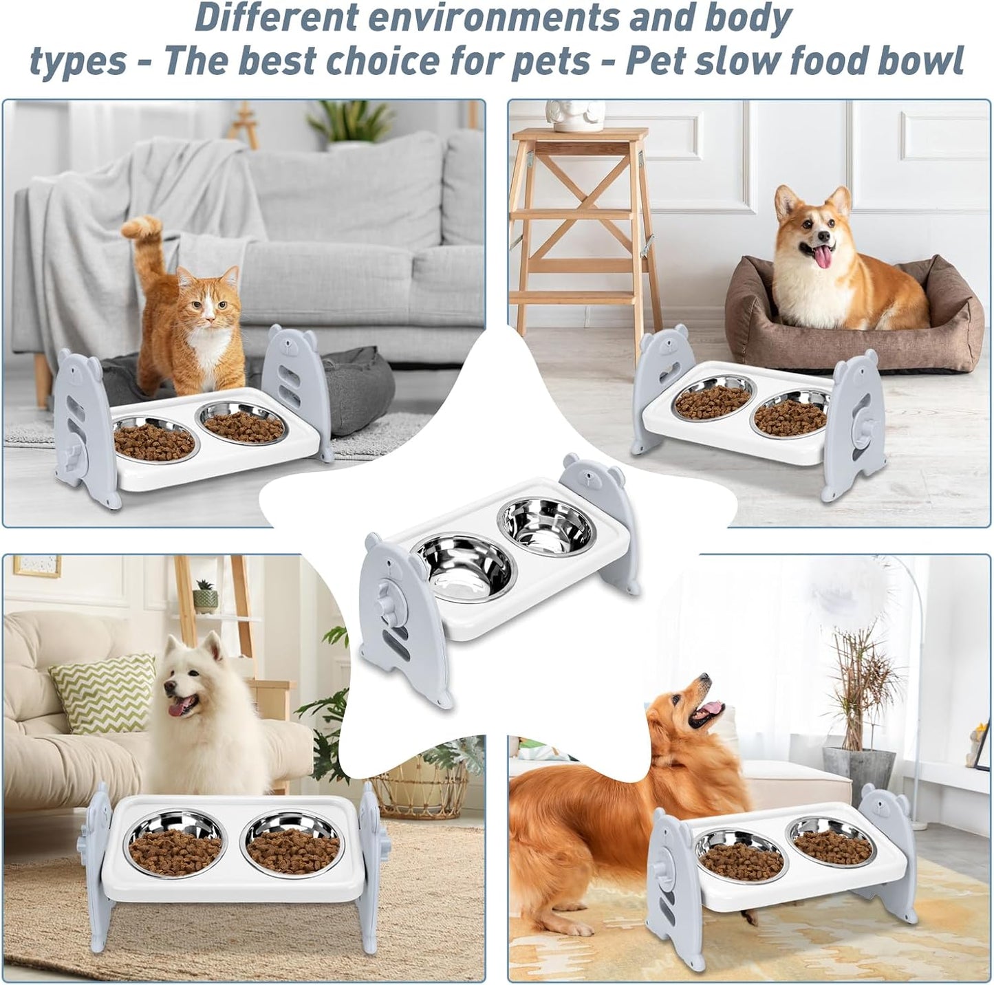 🍽️ Adjustable dog bowl- Meals at their level! 🐶🦴